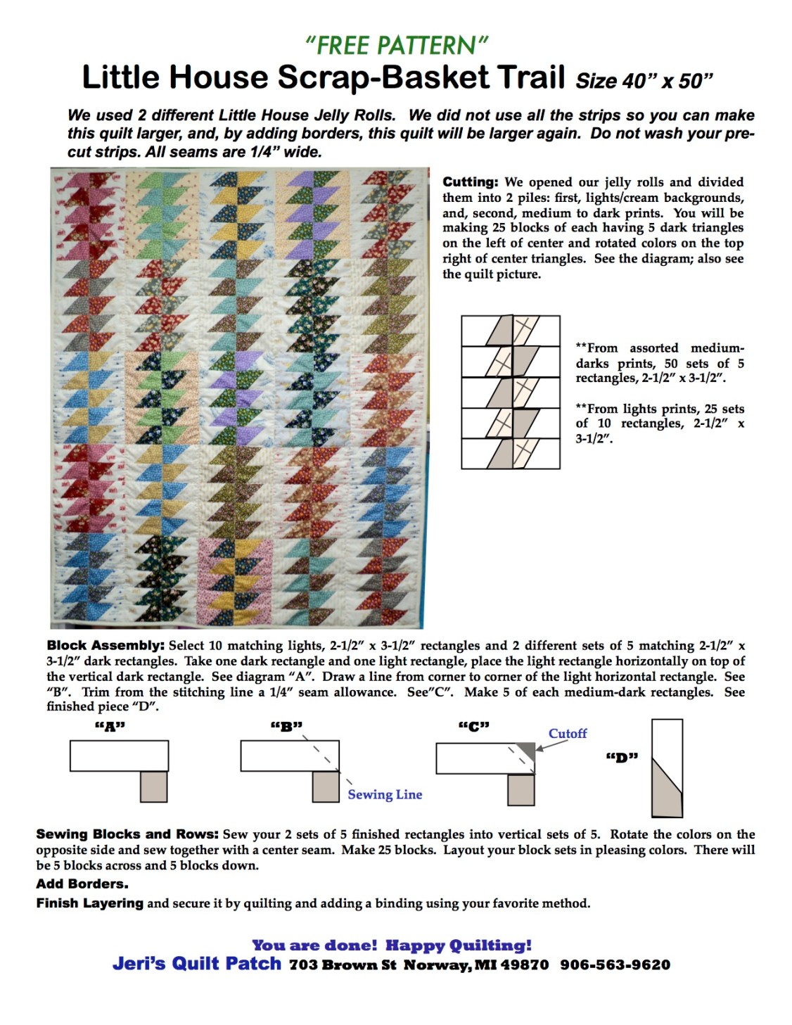 Little House Scrap BasFree Pattern