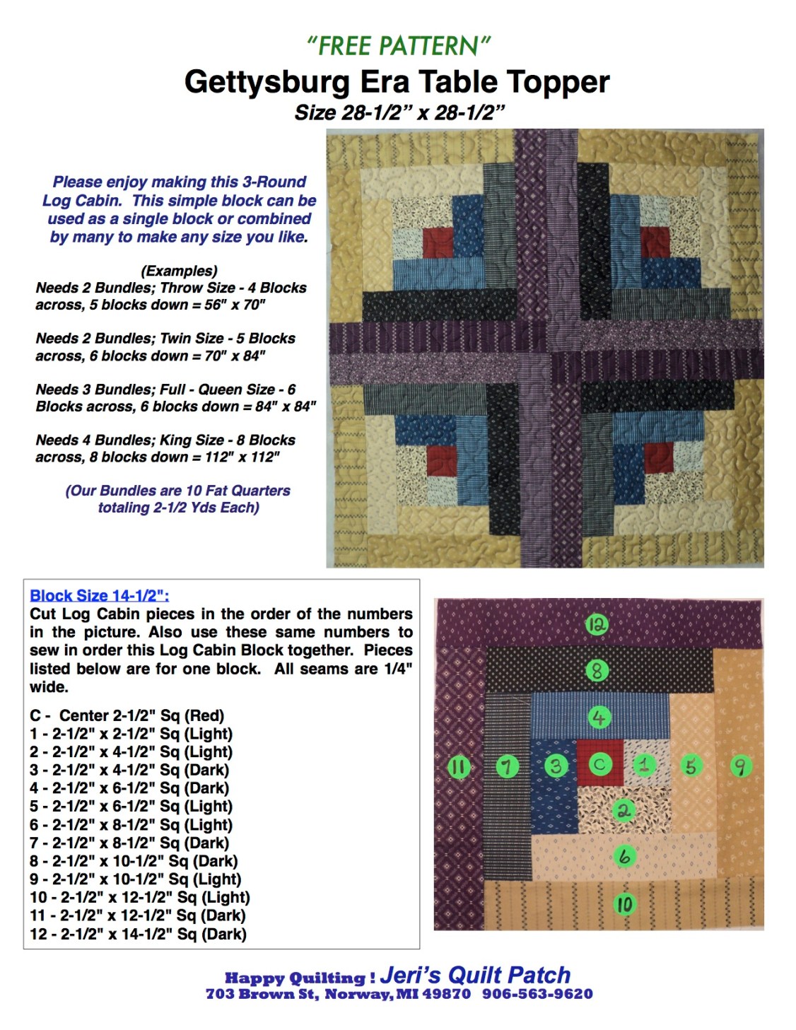 Gettysburg Era Table Topper